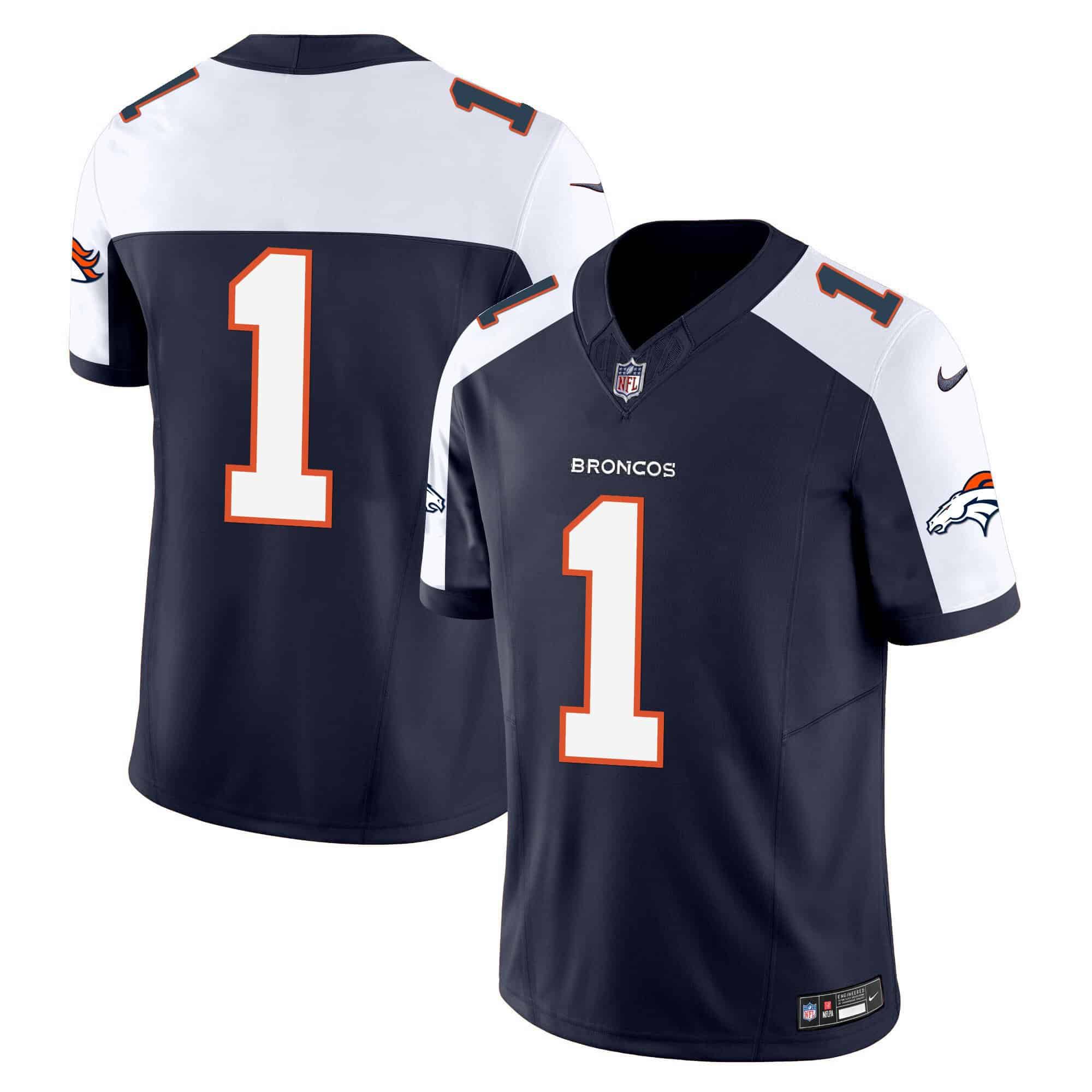 Men Denver Broncos #1 No Name Blue 2024 Nike Vapor Limited NFL Jersey style 1